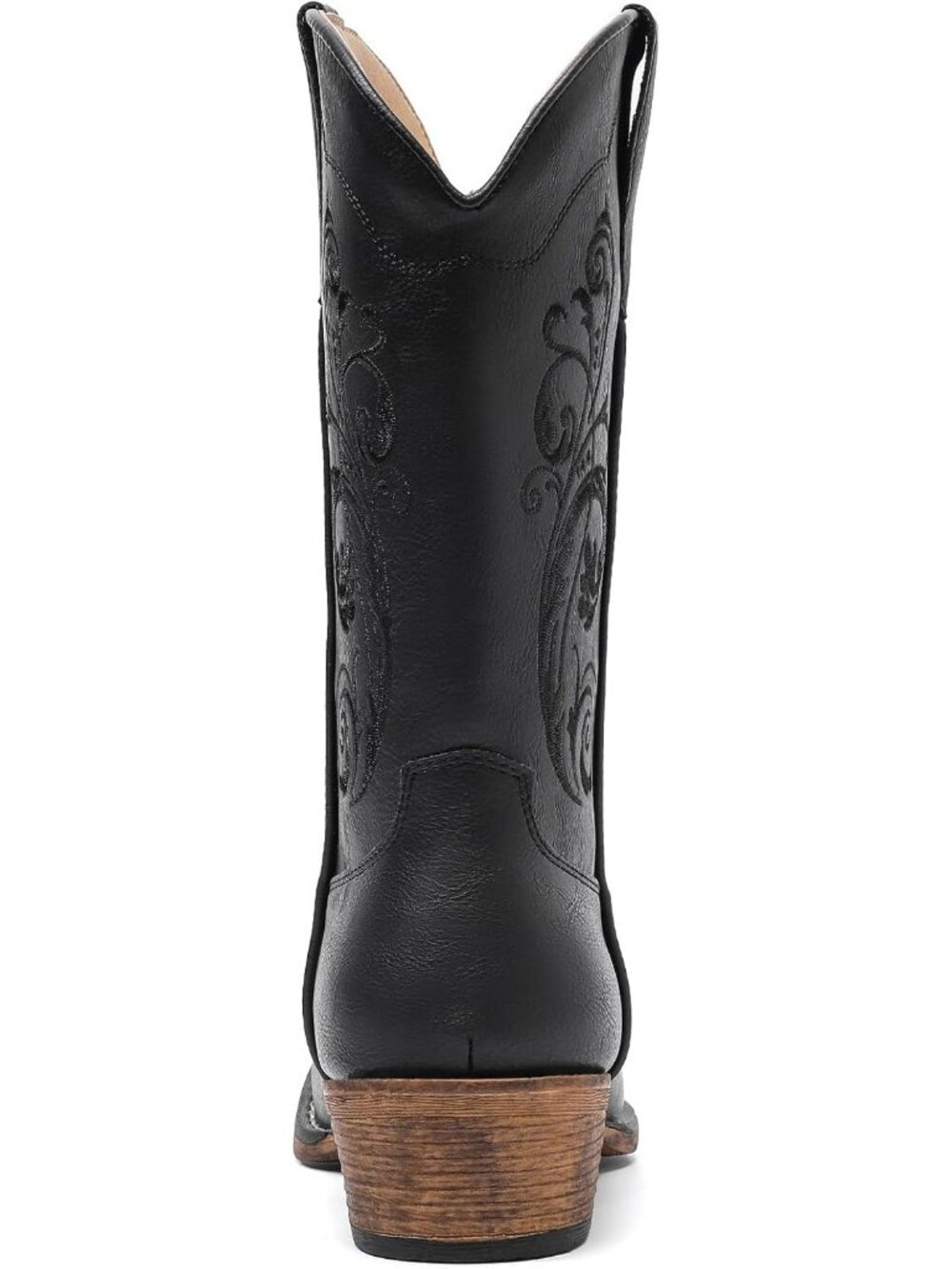 Women's Black Western Mid Boots Embroidered Cowgirl Boots Ladies Pointy Toe - Picture 5 of 7